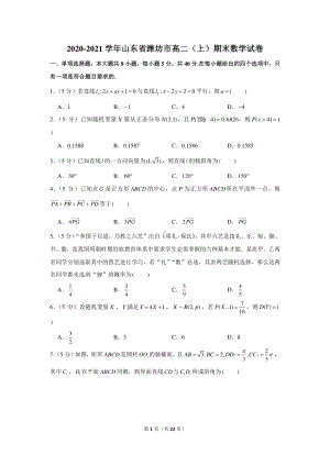 2020-2021学年山东省潍坊市高二（上）期末数学试卷.docx