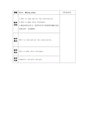 （广东）粤人版五年级下册英语Unit 1 Making Plans-Lesson 3-教案、教学设计--(配套课件编号：8467f).doc