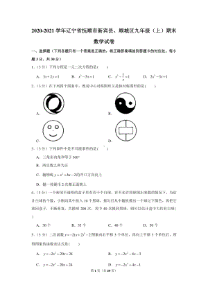 2020-2021学年辽宁省抚顺市新宾县、顺城区九年级（上）期末数学试卷.docx