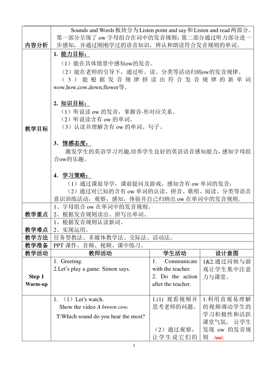 （广东）粤人版五年级下册英语Unit 1 Making Plans-Lesson 4-教案、教学设计--(配套课件编号：e04f6).doc_第1页