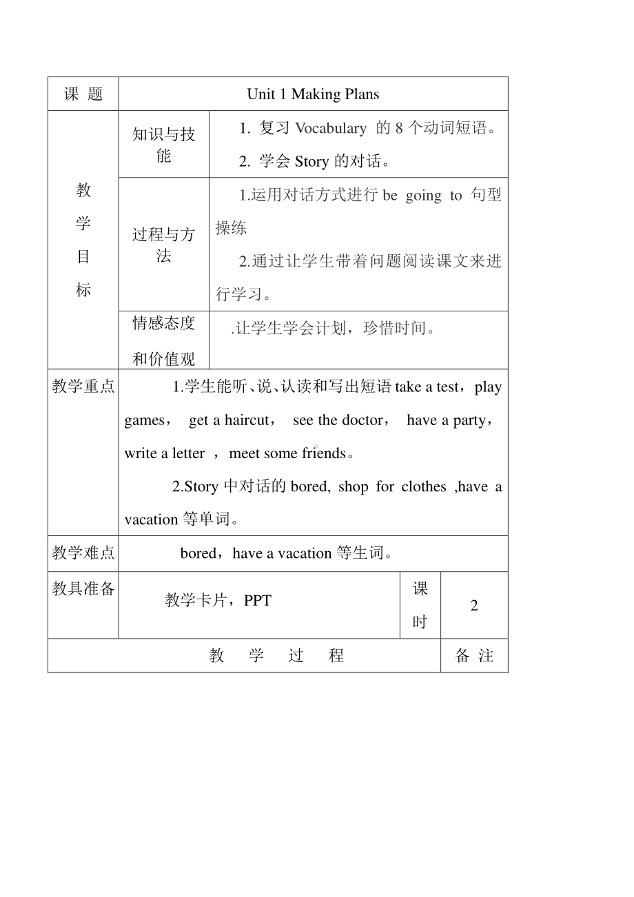 （广东）粤人版五年级下册英语Unit 1 Making Plans-Lesson 2-教案、教学设计--(配套课件编号：f0249).doc_第1页