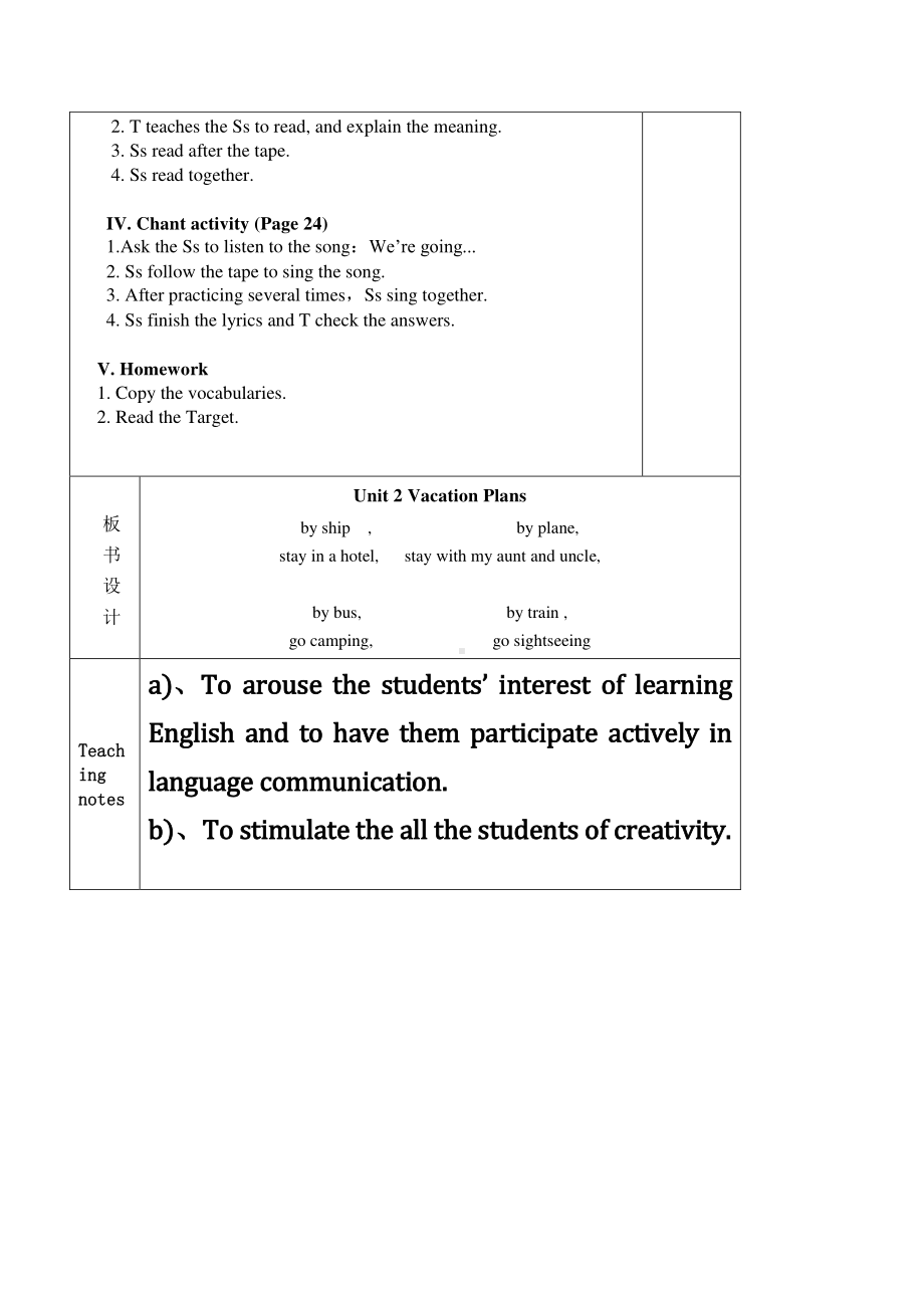 （广东）粤人版五年级下册英语Unit 2 Vacation Plans-Lesson 1-教案、教学设计--(配套课件编号：5021f).docx_第2页