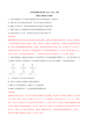 十年高考生物真题分类汇编（2010—2020） 专题06遗传的分子基础.docx