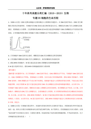 十年高考生物真题分类汇编（2010—2020） 专题05细胞的生命历程.docx