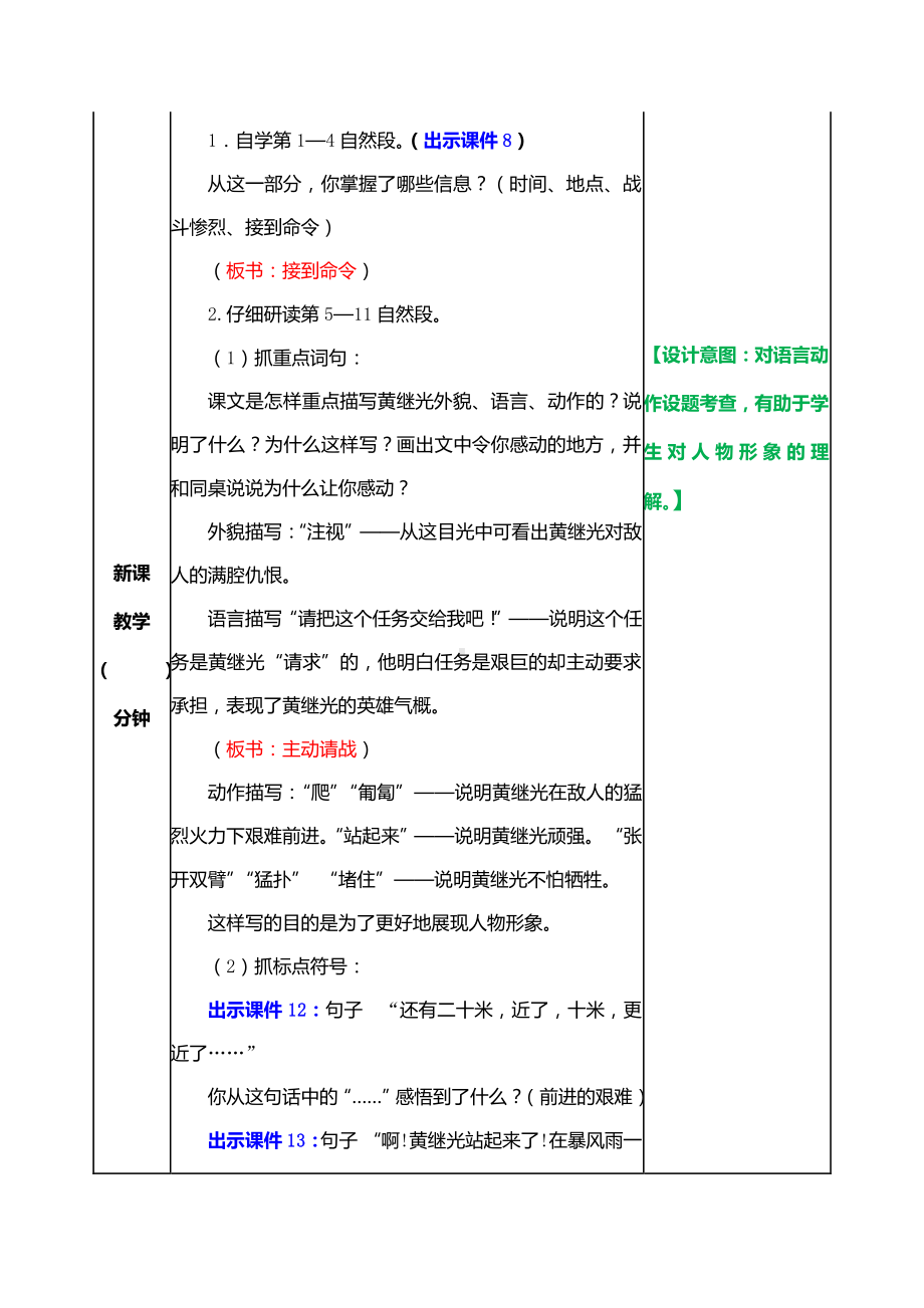 2019年部编人教版五年级语文第14课《黄继光》优秀完整教学设计.docx_第3页