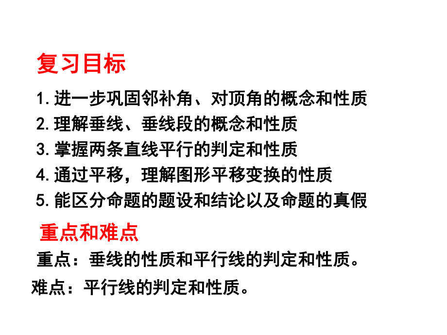 2020-2021学年人教版数学七年级下册：第五章 相交线与平行线-复习课件(1).ppt_第2页