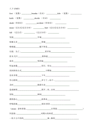 人教版go for it 八年级下册英语各单元重点单词变形和短语测试（无答案）.docx