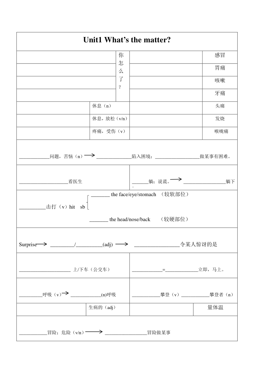 人教版go for it 八年级下册英语单词短语默写表格（无答案）.docx_第1页