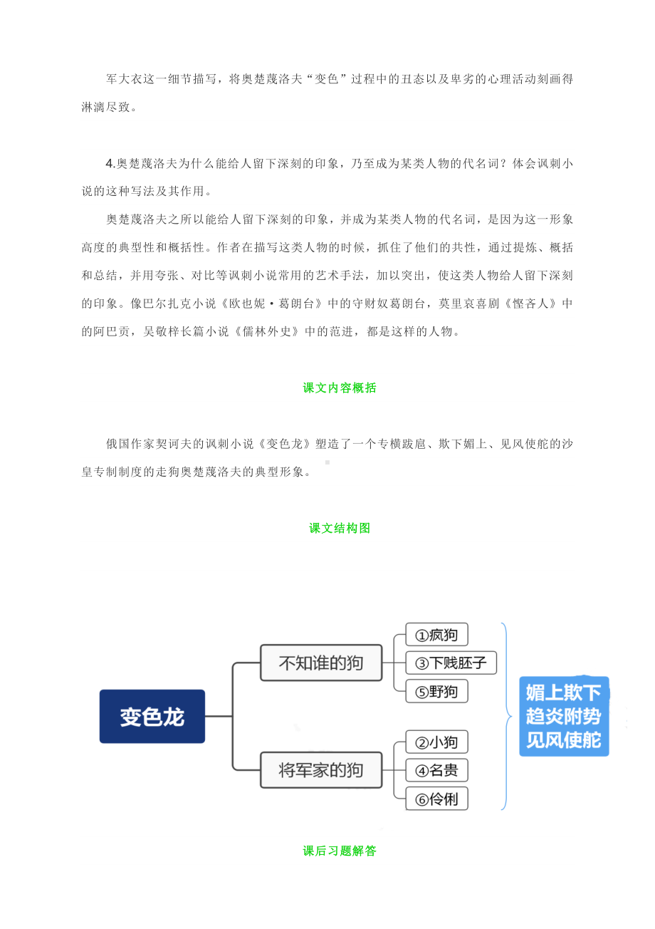 2020-2021学年九年级语文部编版下册第6课《变色龙》知识梳理（另附课后习题解答）.docx_第3页