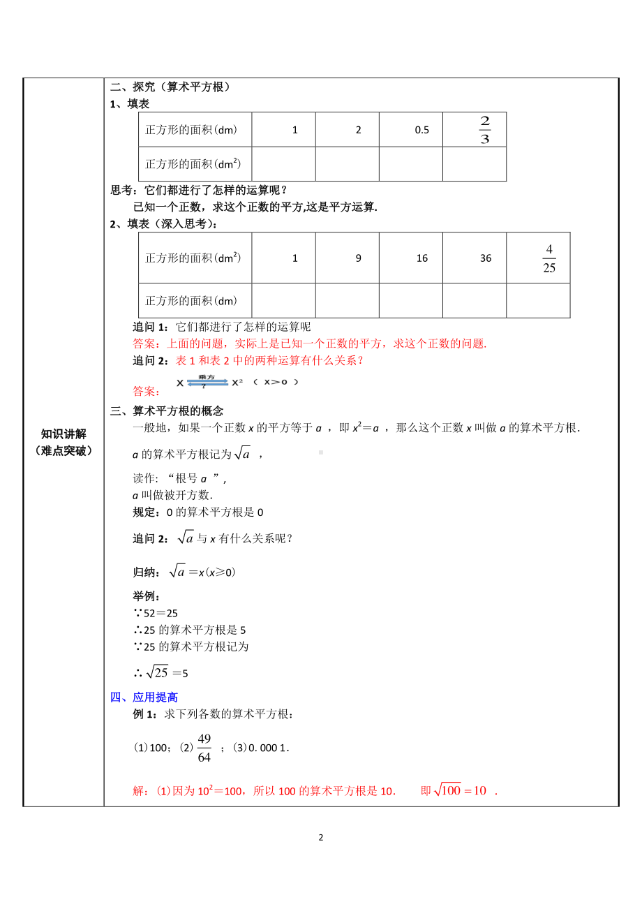 2020-2021学年人教版数学七年级下册6.1平方根-教案(1).docx_第2页