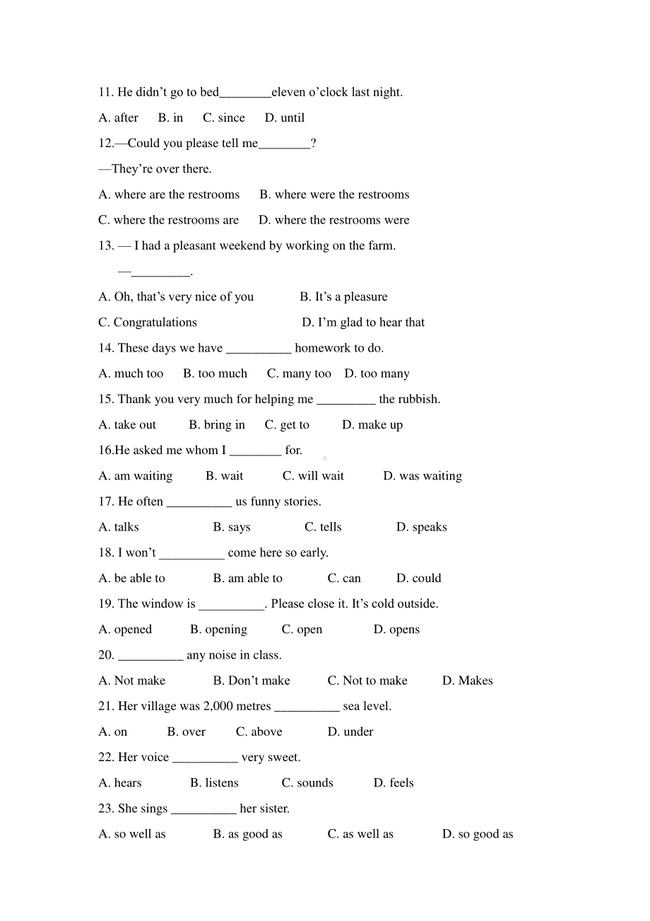 人教版八年级下册英语Unit 6 单项选择专项练习（含答案）.doc_第2页