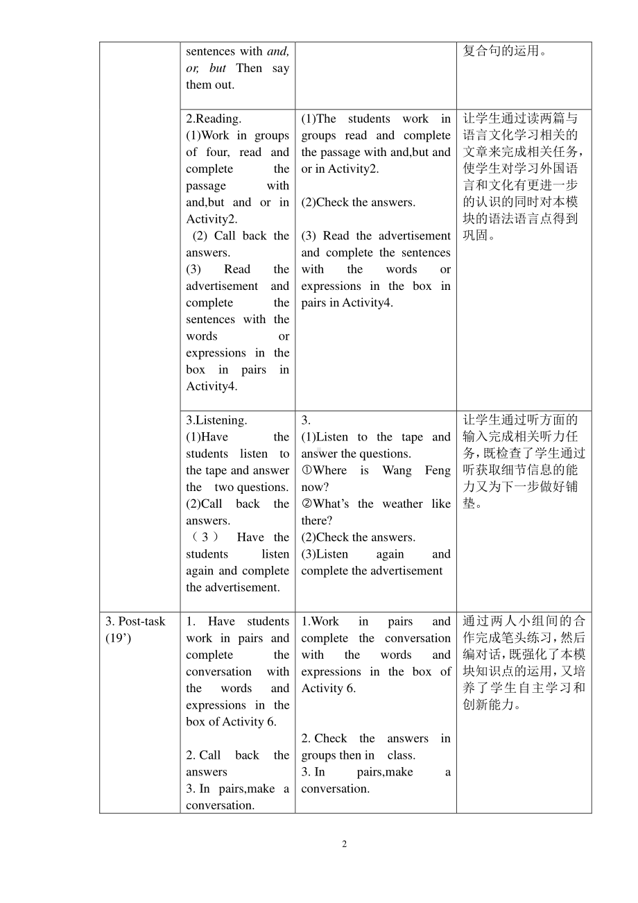 外研版八年级下册英语Module 7 Unit3 Language in use教学设计.doc_第2页