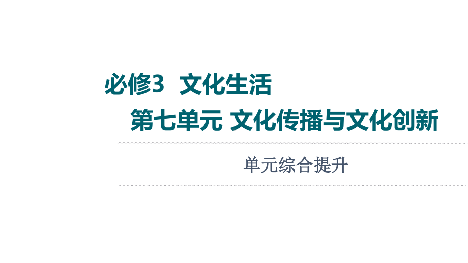 2022届江苏省高考政治一轮复习课件：必修3 第7单元 文化传播与文化创新 单元综合提升.ppt_第1页