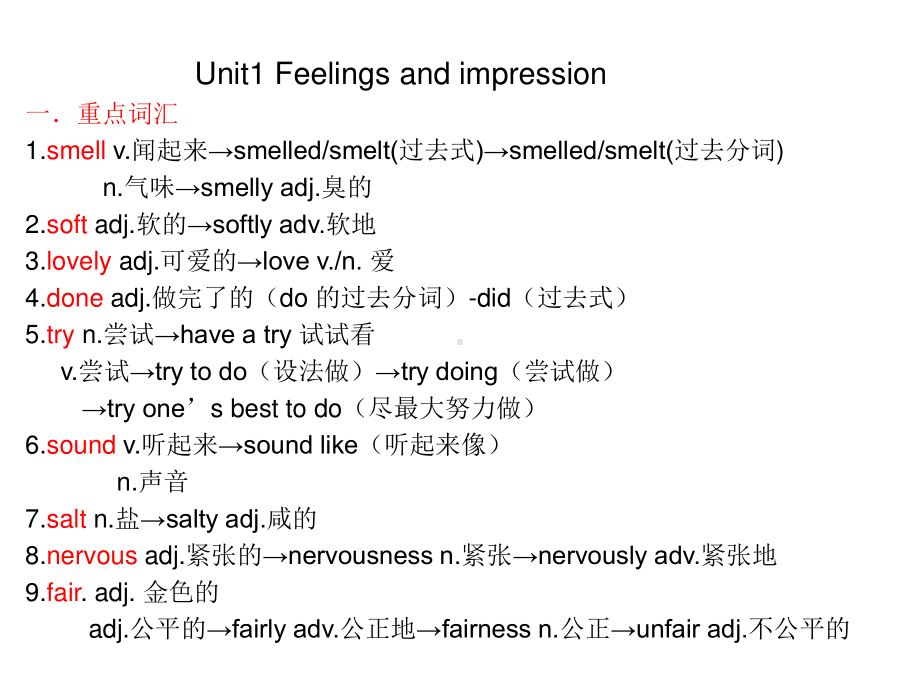 外研版八年级下册英语Unit1 Feelings and impression复习ppt课件.ppt_第1页