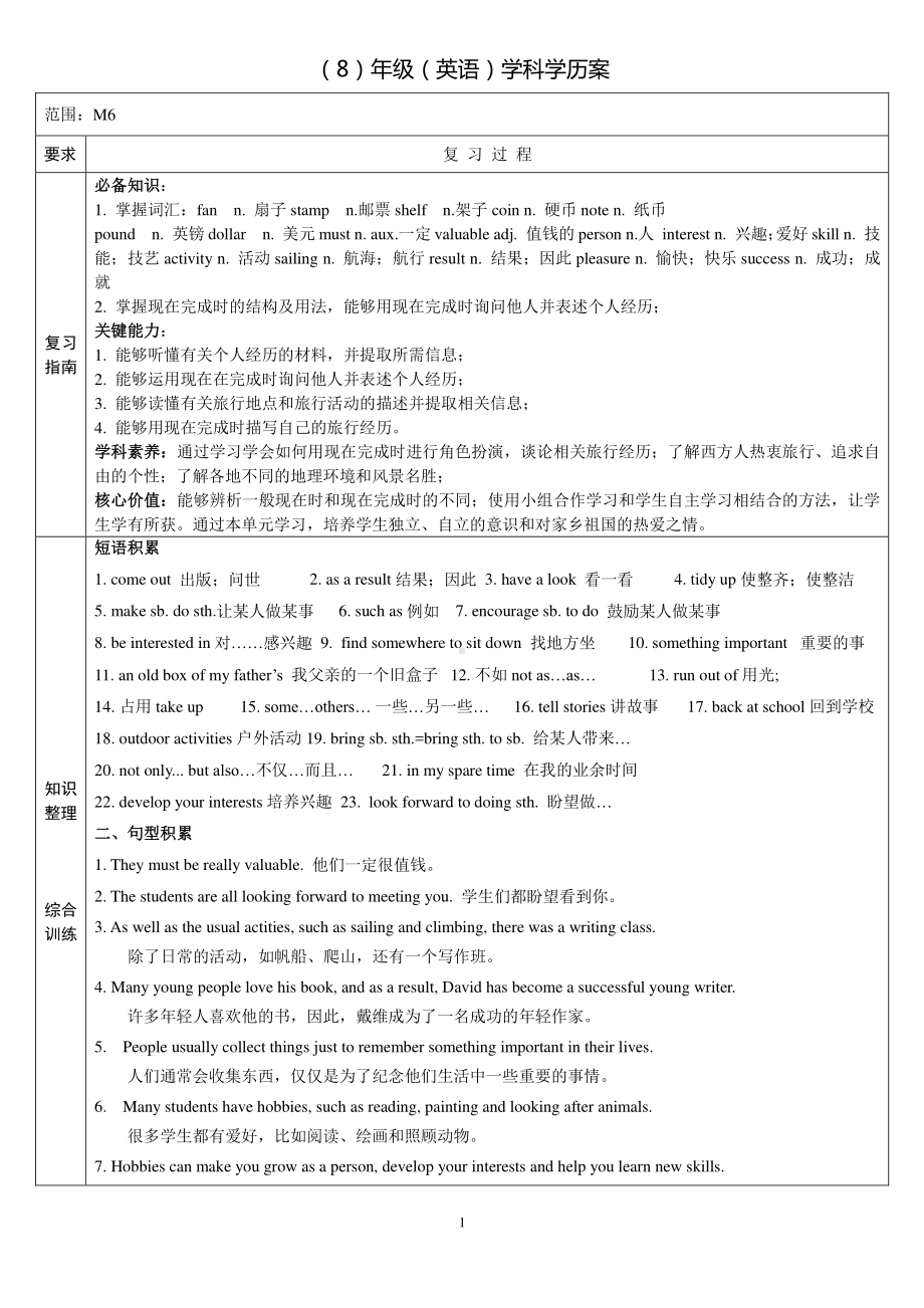 外研版八年级下册英语Module6复习与测试（含答案）.doc_第1页