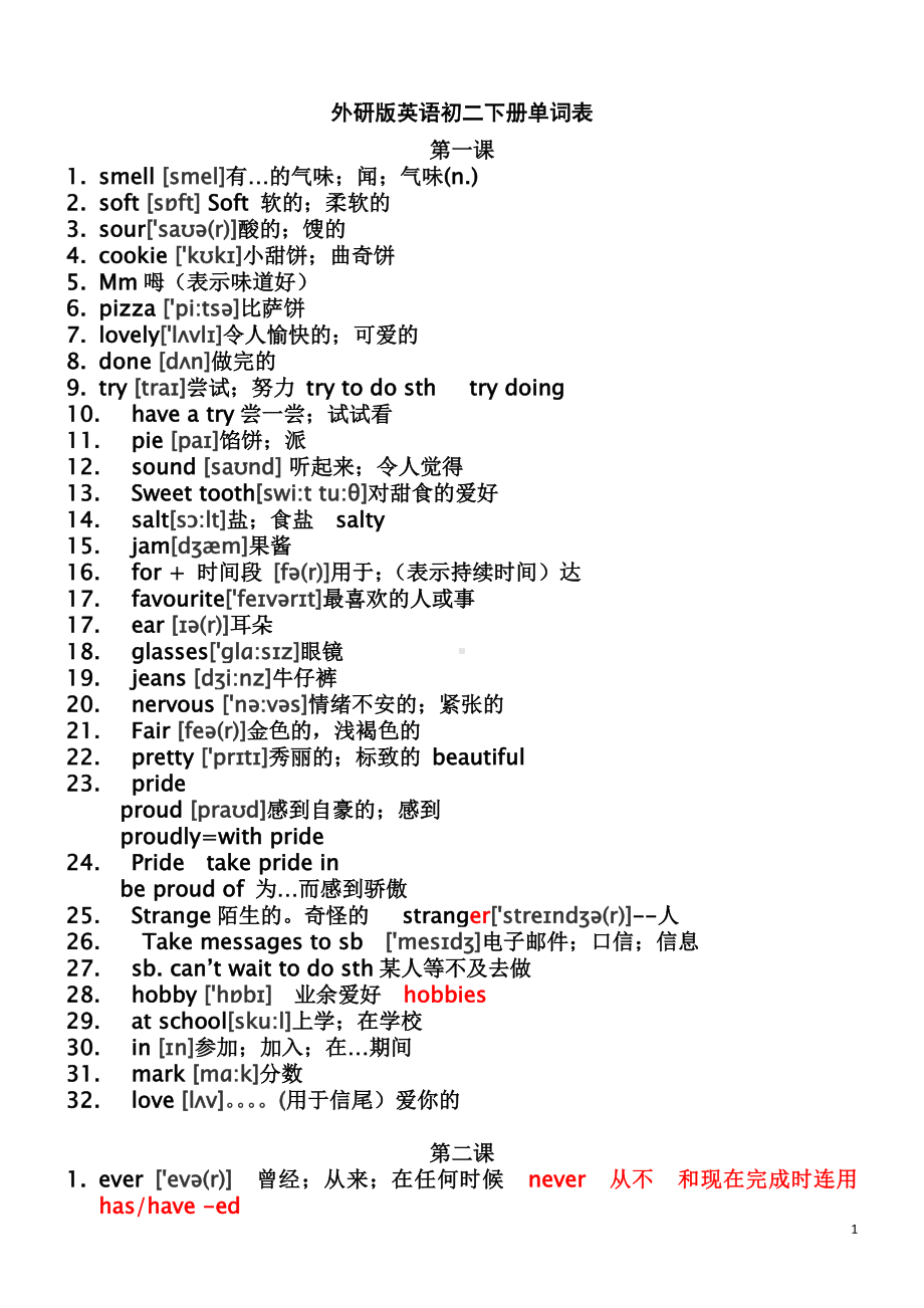 外研版八年级下册英语最新单元单词讲解版（pdf版）（含答案）.pdf_第1页