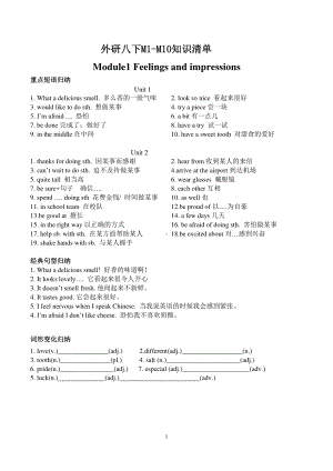 外研版八年级下册英语Module1-Module10知识清单.docx