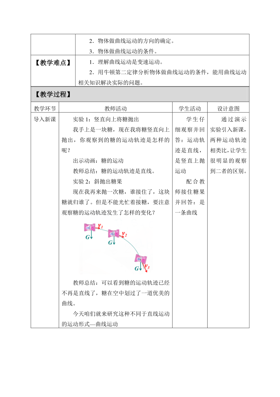 人教版（2019）高一物理必修2-5.1 曲线运动-教案.docx_第2页