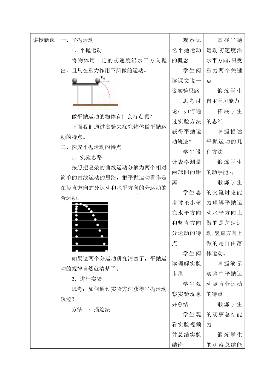 人教版（2019）高中物理必修2　5.3 实验：探究平抛运动的特点-教案.docx_第3页