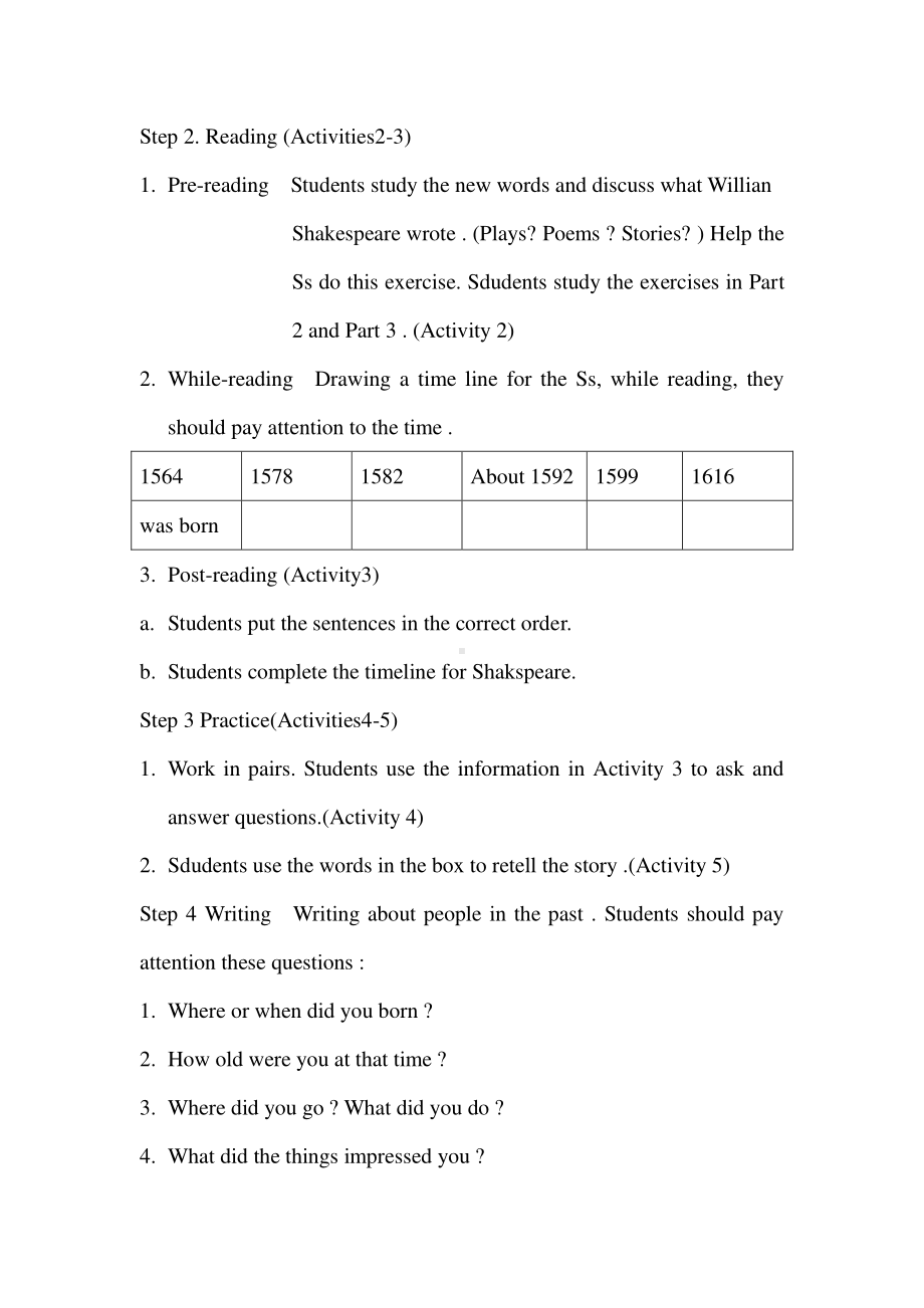 外研版七年级下册英语Module 9Unit 2He decided to be an actor教案.doc_第2页