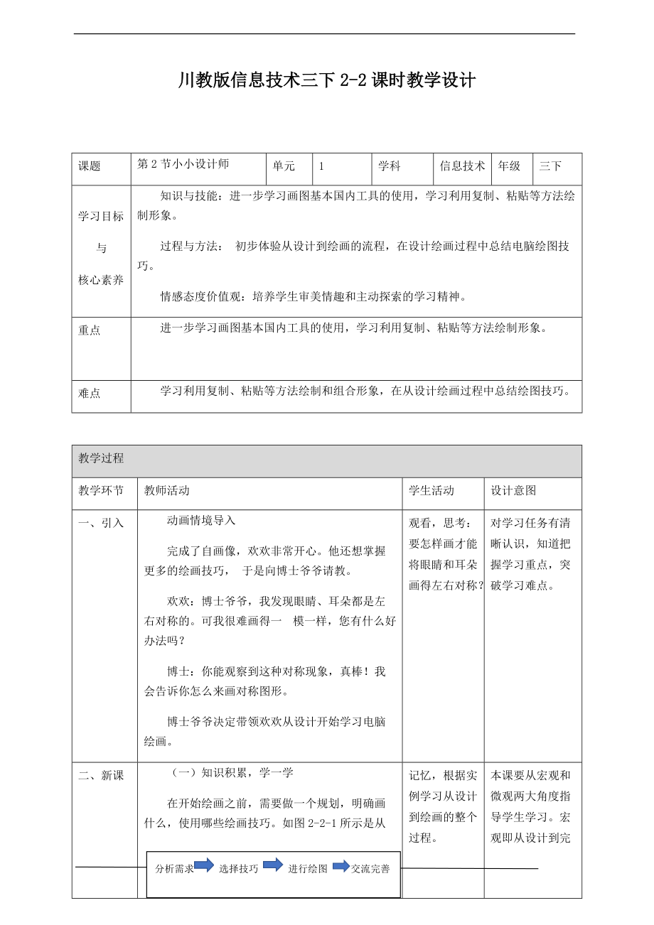 （精）（新川教版）（2019）三年级下册信息技术2.2 小小设计师 ppt课件+教案.zip