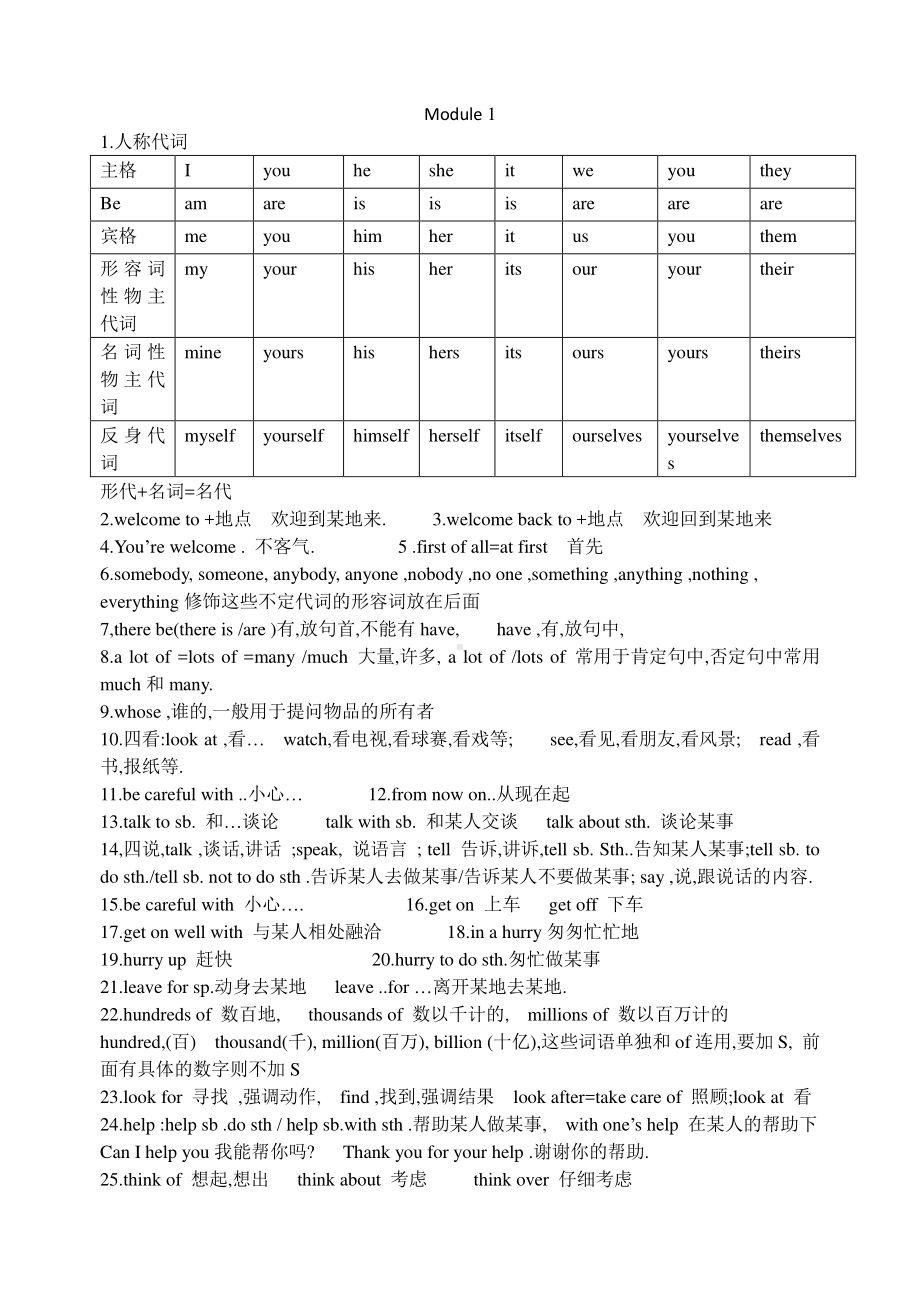 外研版七年级下册英语知识点及短语集.docx_第1页