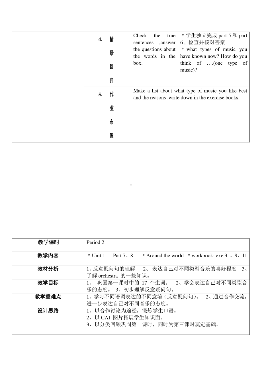 外研版七年级下册英语Module 12 Western music 全模块教案.doc_第2页