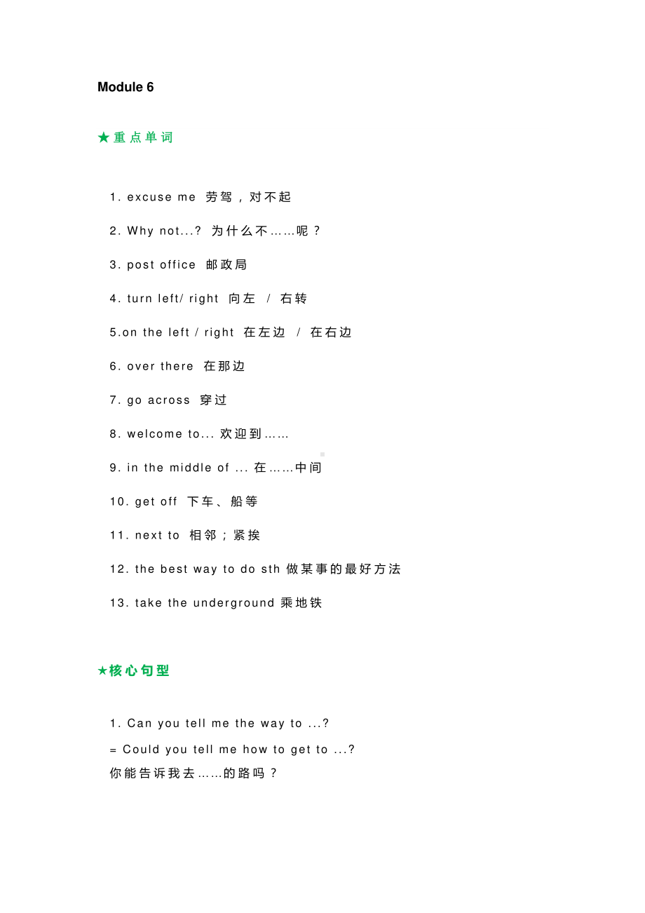 外研版七年级下册英语Module 6重点单词短语 + 句型 + 语法.doc_第1页