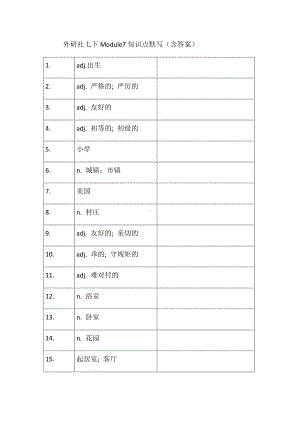 外研版七年级下册英语Module7知识点默写（含答案）.docx