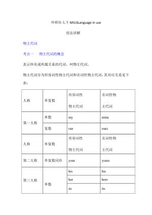 外研版七年级下册英语Module1 Unit 3Language in use知识点精讲.docx