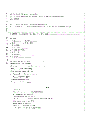 外研版七年级下册英语Module 1 Lost and Found重点单词词组重要句型.doc