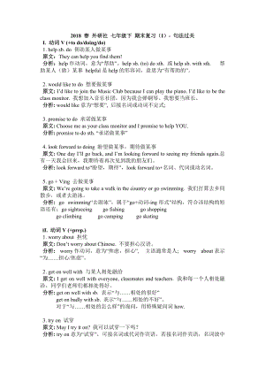 外研版七年级下册英语期末复习-句法总结.wps