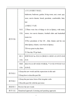 外研版七年级下册英语 Module 7 Unit 2 I was born in Quincy.教案.doc