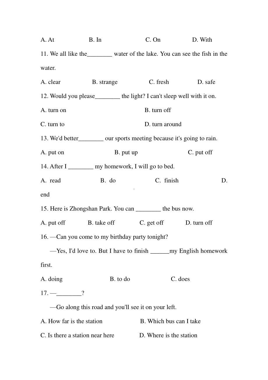 外研版七年级下册英语Module 6 复习总结自测卷一（有答案）.docx_第3页