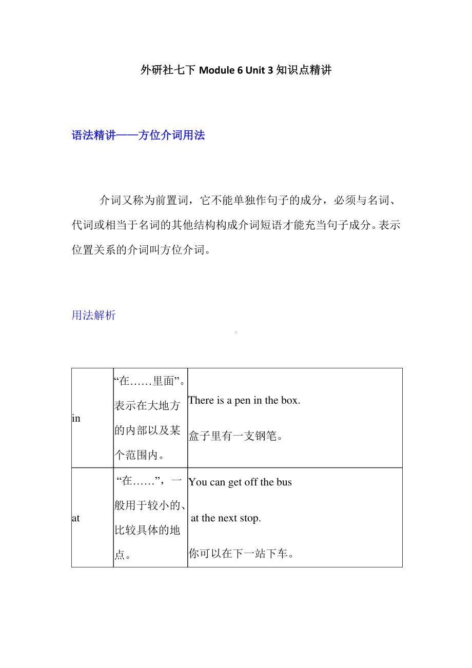 外研版七年级下册英语Module 6 Unit 3 知识点精讲.docx_第1页