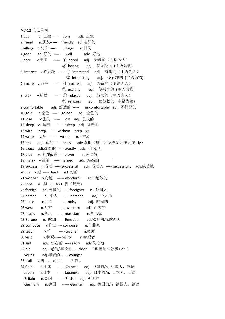 外研版七年级下册英语Module7-Module12重点词汇-短语-语法复习资料.docx_第1页