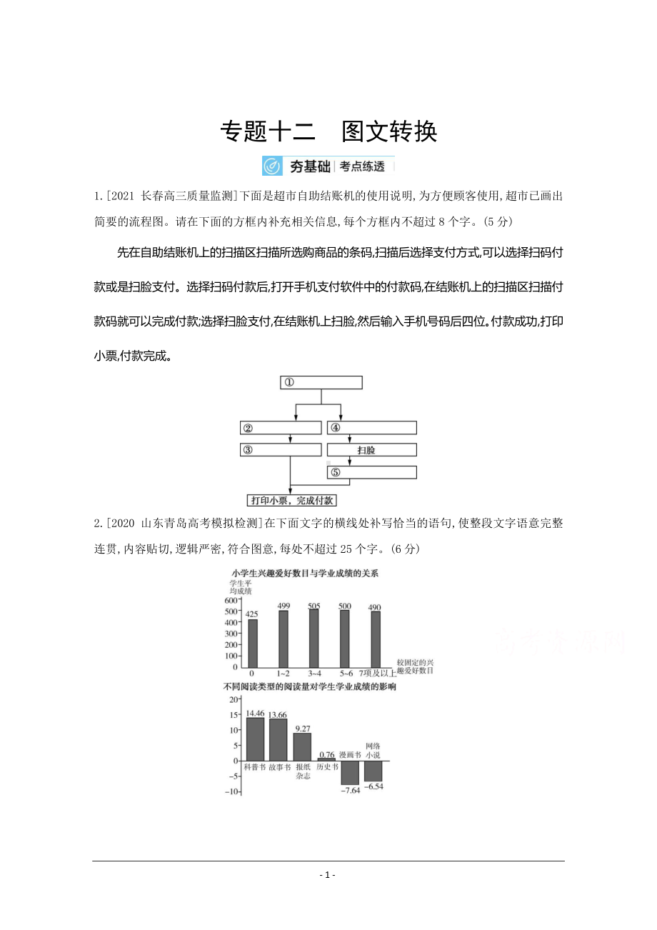 2022高考语文（全国版）一轮复习试题：专题十二 图文转换 2 Word版含解析.doc_第1页