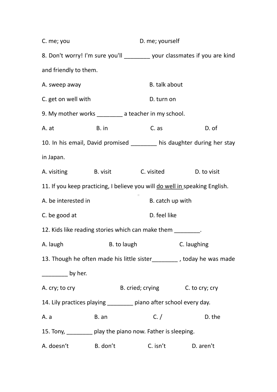 外研版七年级下册英语Module 2 期末复习总结自测试卷一（有答案）.docx_第3页