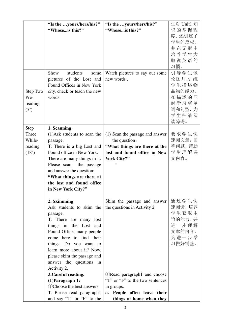 外研版七年级下册英语Module 1 Lost and found Unit2 Are they yours教学设计.doc_第2页