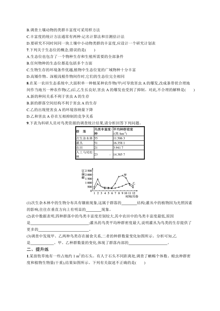 2022年（新教材）新高考生物一轮复习练习：课时规范练32　群落的结构.docx_第2页