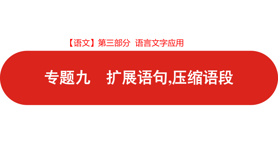 2021届高中语文新高考版二轮复习 第三部分 专题九 扩展语句压缩语段 课件（61张PPT）.pptx_第1页