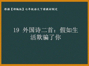 部编版七年级语文下册课件19外国诗二首：假如生活欺骗了你.ppt