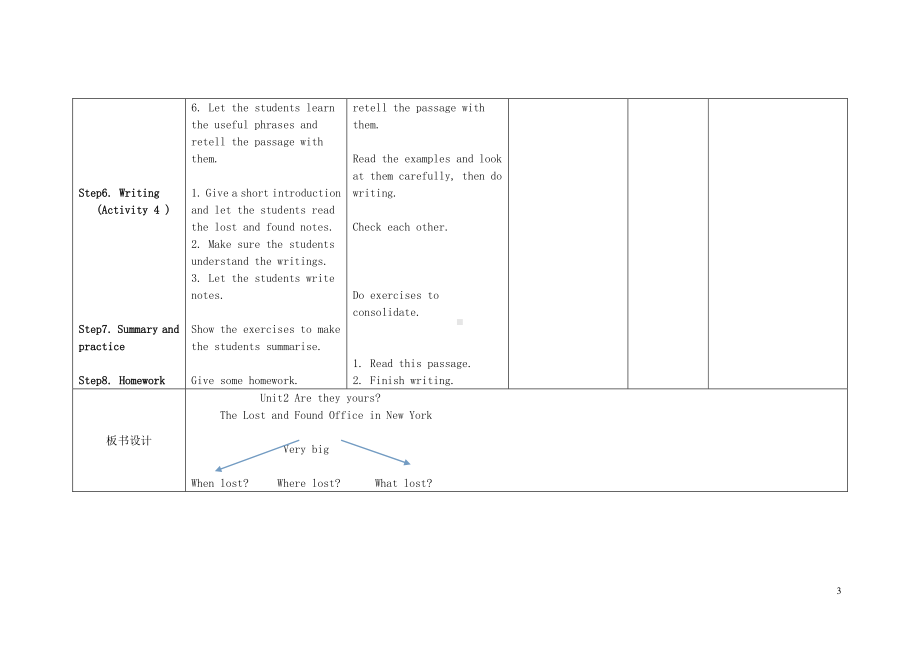 外研版七年级下册英语Module 1 Lost and found Unit 2 Are they yours 教学设计.doc_第3页