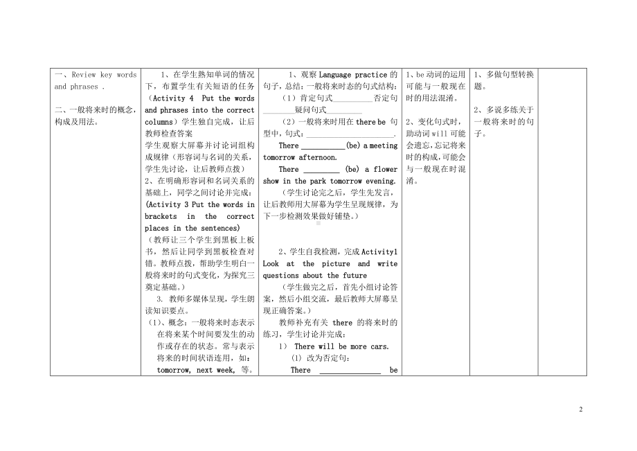 外研版七年级下册英语Module 4 Life in the future Unit 3 Language in use教案.doc_第2页