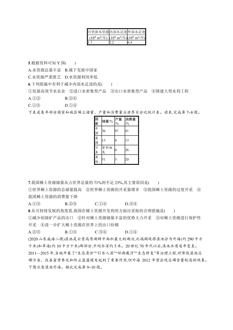 2022年（新教材人教版）新高考地理一轮复习练习：课时规范练40　自然环境与人类社会.docx_第2页