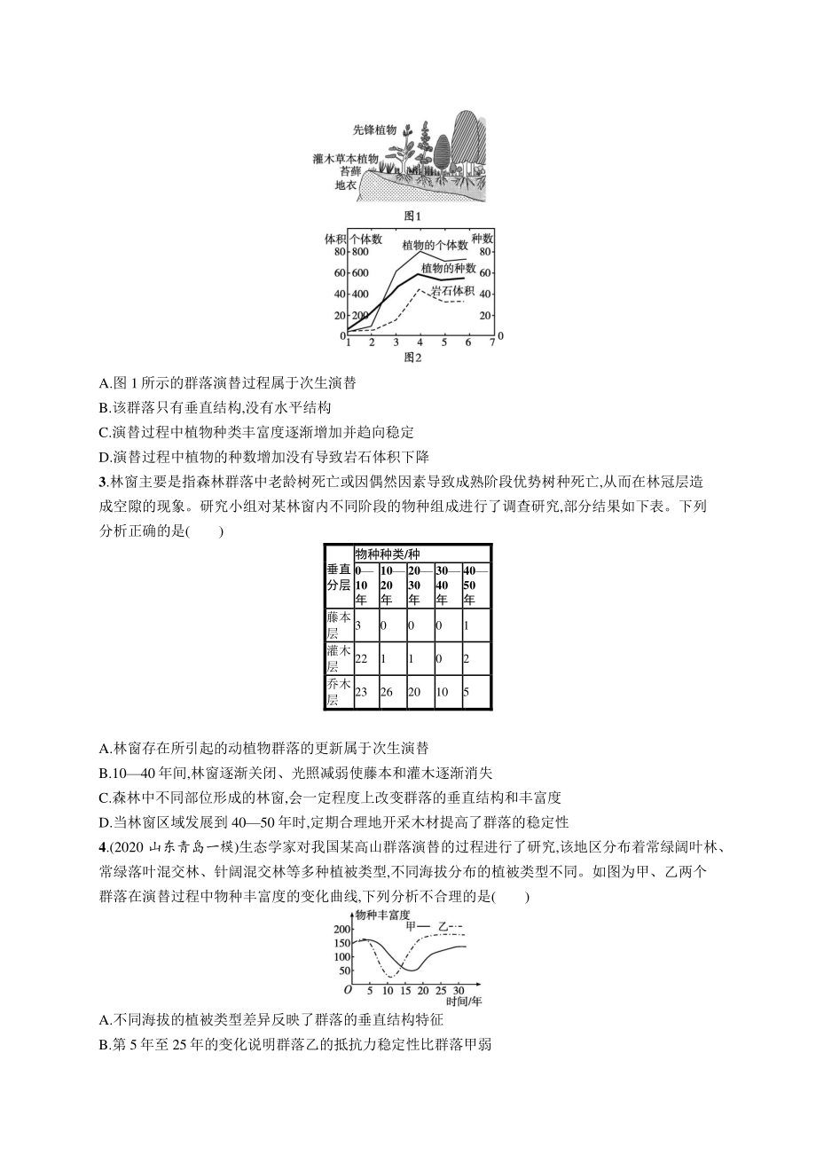 2022年（新教材）新高考生物一轮复习练习：课时规范练33　群落的主要类型和演替.docx_第3页