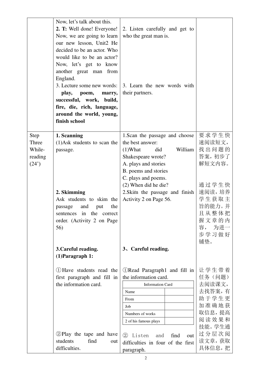 外研版七年级下册英语Module 9 Unit2教案.doc_第2页