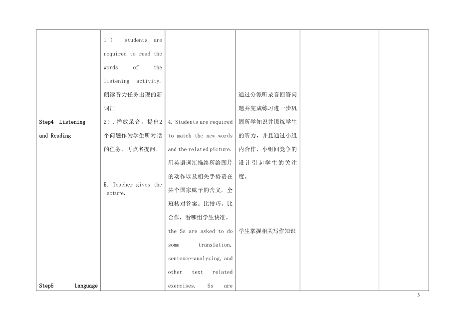 外研版七年级下册英语Module 11 body language Unit 1 They touch noses教案1.doc_第3页