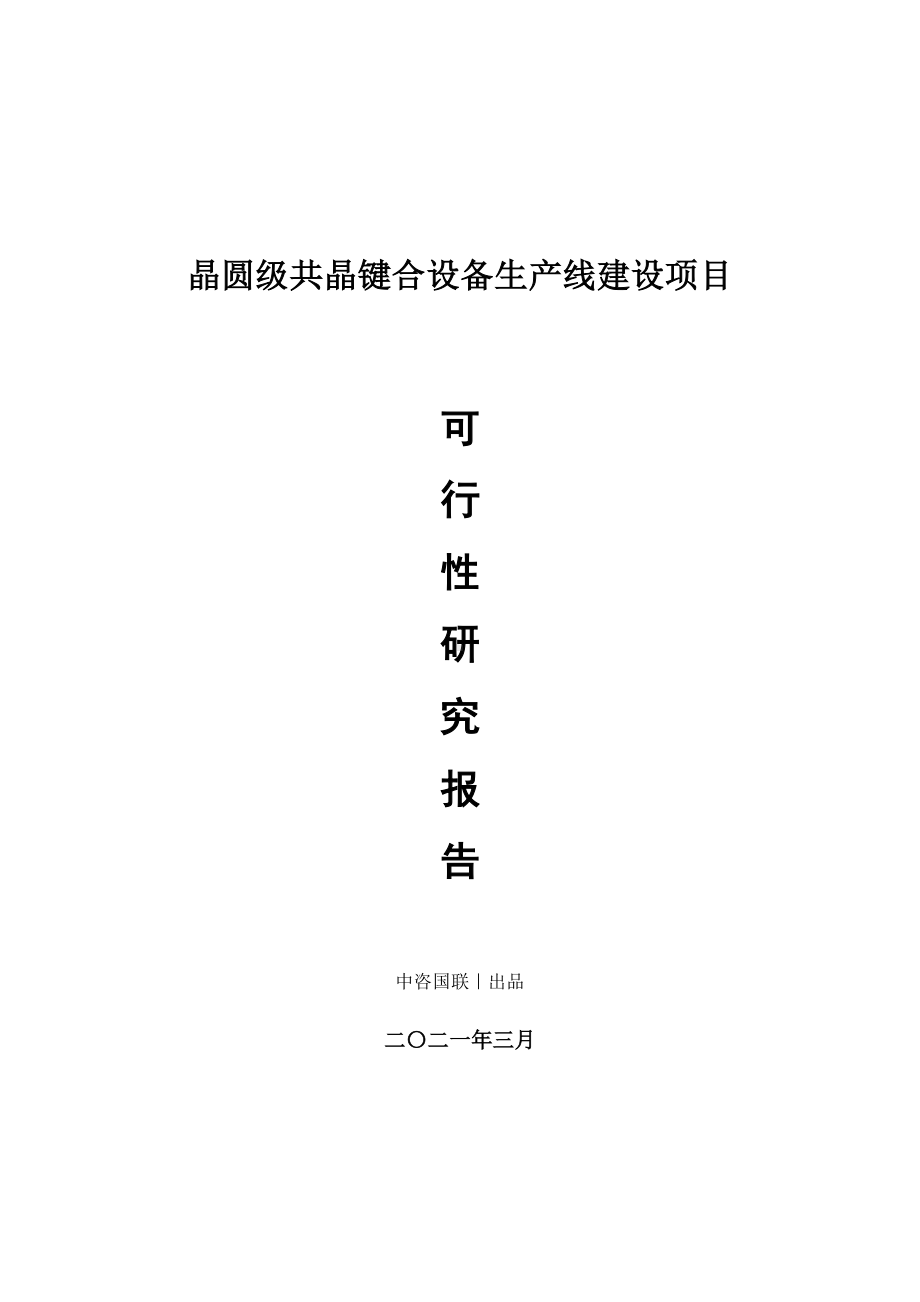 晶圆级共晶键合设备生产建设项目可行性研究报告.doc_第1页