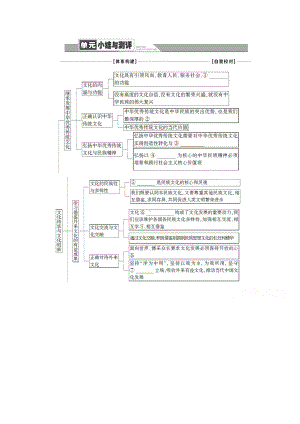 （新教材）高中政治人教版（2019）必修4教学案：第三单元 文化传承与文化创新 单元小结与测评（含解析）.doc